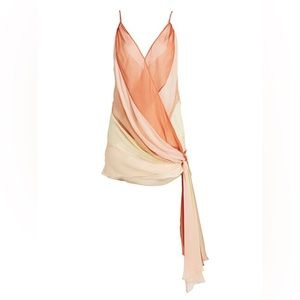 Cinq a Sept Rian Colorblock Side-Tie Rainbow Shift Mini Dress Size 2 NWT